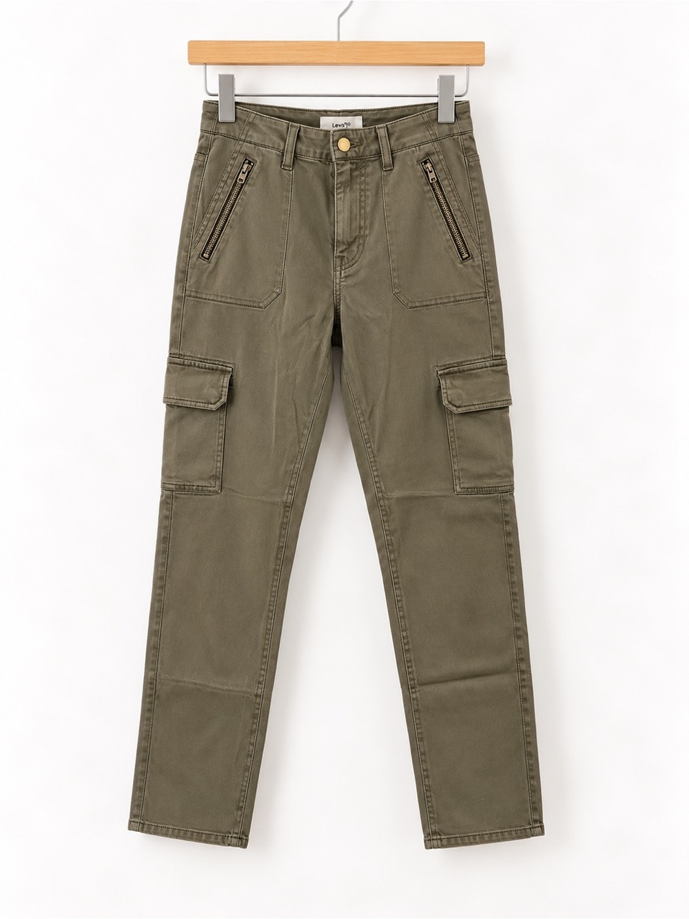 Level 99 Olive Green Skinny Cargo Pants
